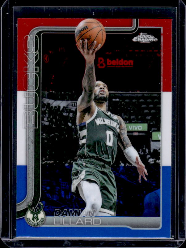 2025-26 Topps Chrome #153 Damian Lillard Red White and Blue Refractor
