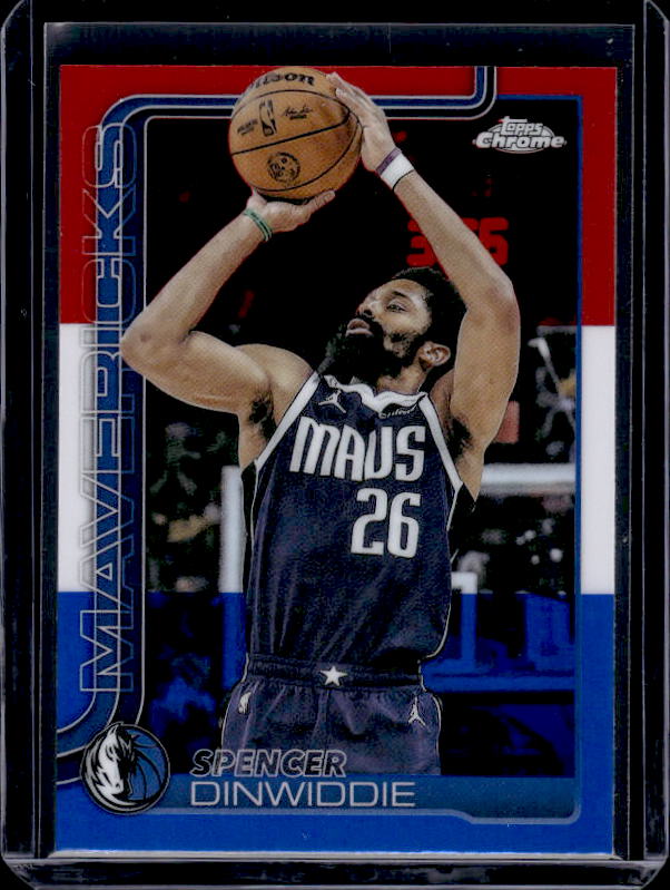 2025-26 Topps Chrome #13 Spencer Dinwiddie Red White and Blue Refractor