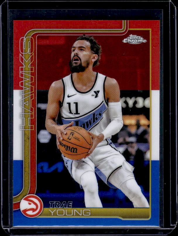 2025-26 Topps Chrome #5 Trae Young Red White and Blue Refractor