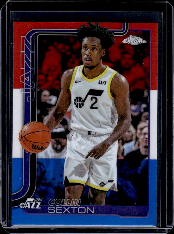 2025-26 Topps Chrome #210 Collin Sexton Red White and Blue Refractor