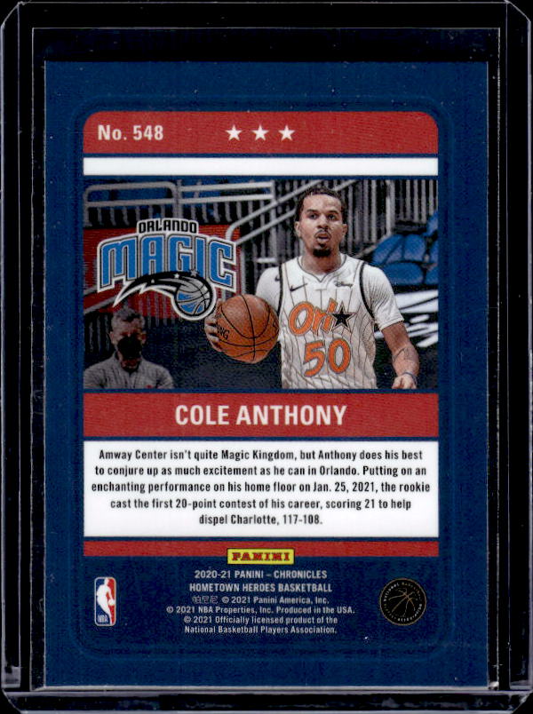 2020-21 Panini Chronicles #548 Cole Anthony