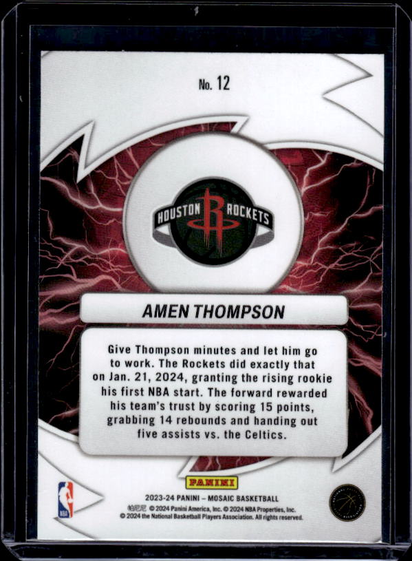 2023-24 Panini Mosaic #12 Amen Thompson Thunder Road