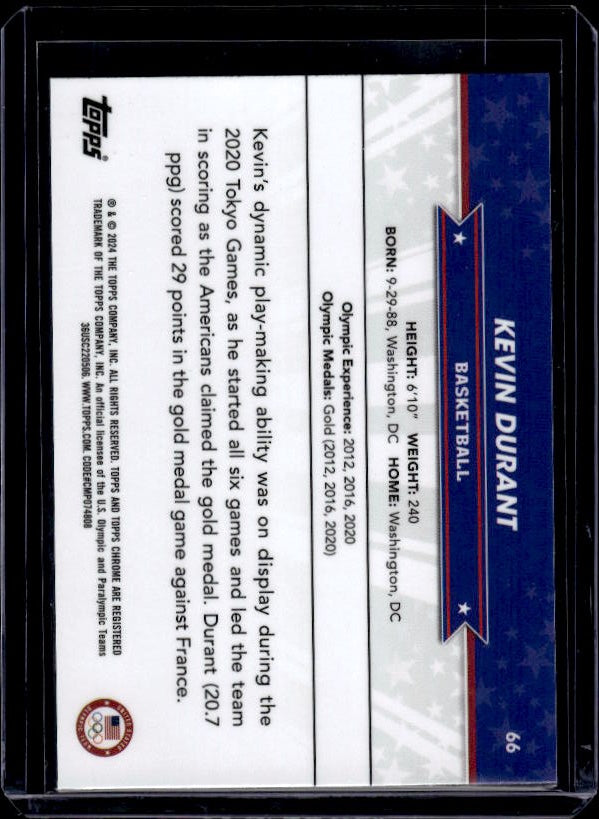 2024 Topps Chrome U.S. Olympics & Paralympic Hopefuls #66 Kevin Durant