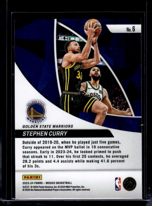 2023-24 Panini Mosaic #6 Stephen Curry Elevate