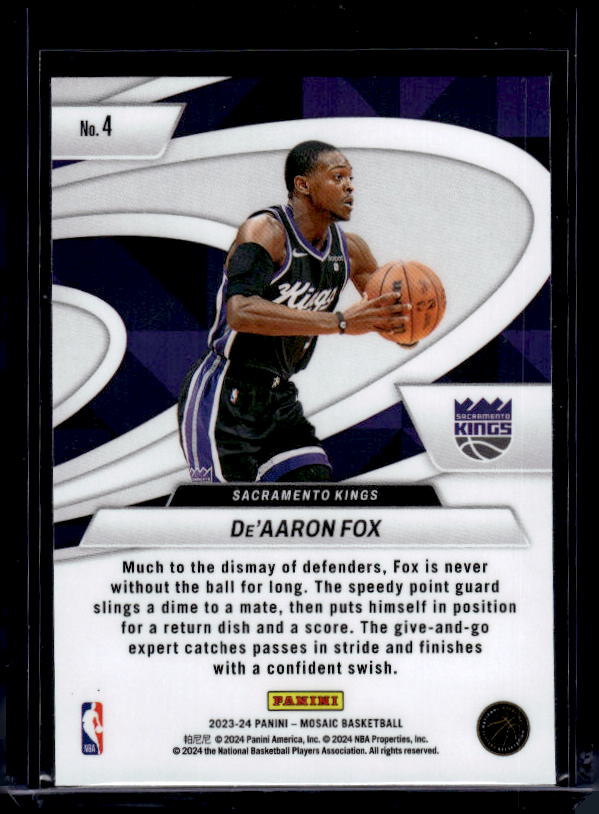 2023-24 Panini Mosaic #4 De'Aaron Fox Give and Go