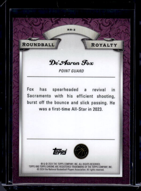 2023-24 Topps Chrome #RR-2 De'Aaron Fox Roundball Royalty