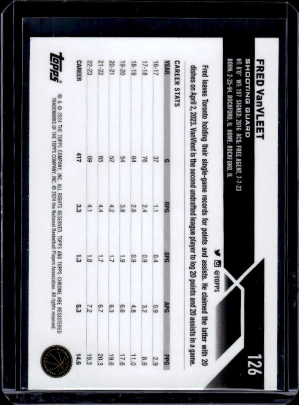 2023-24 Topps Chrome #126 Fred VanVleet Green Logo Refractors