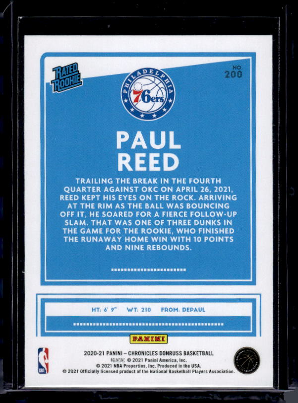 2020-21 Panini Chronicles #200 Paul Reed Pink