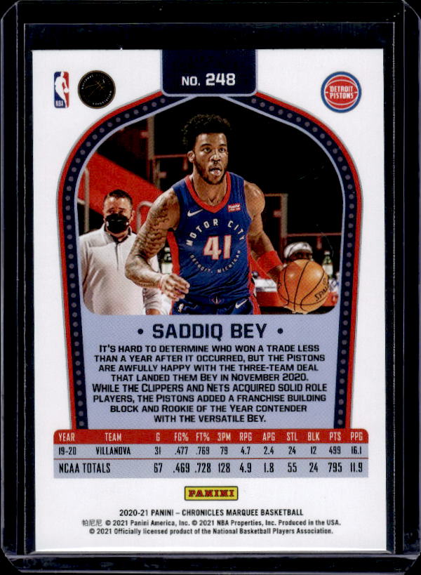 2020-21 Panini Chronicles #248 Saddiq Bey