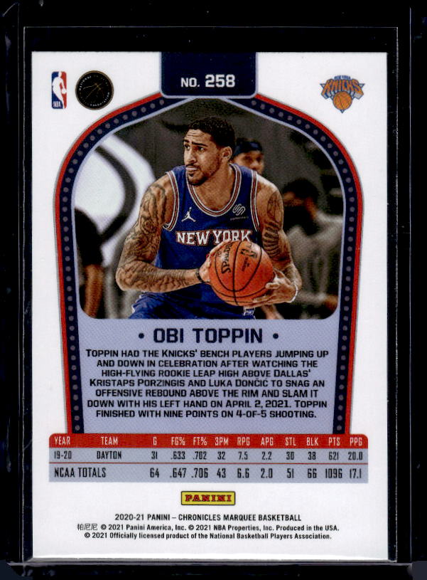 2020-21 Panini Chronicles #258 Obi Toppin