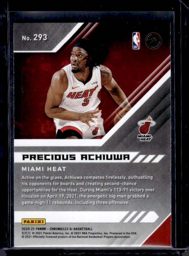 2020-21 Panini Chronicles #293 Precious Achiuwa Pink
