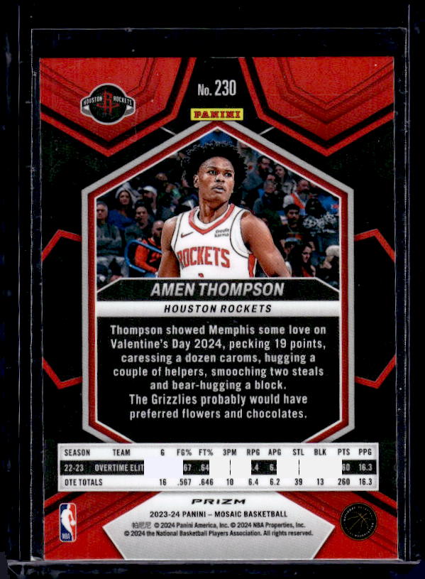 2023-24 Panini Mosaic #230 Amen Thompson Reactive Blue