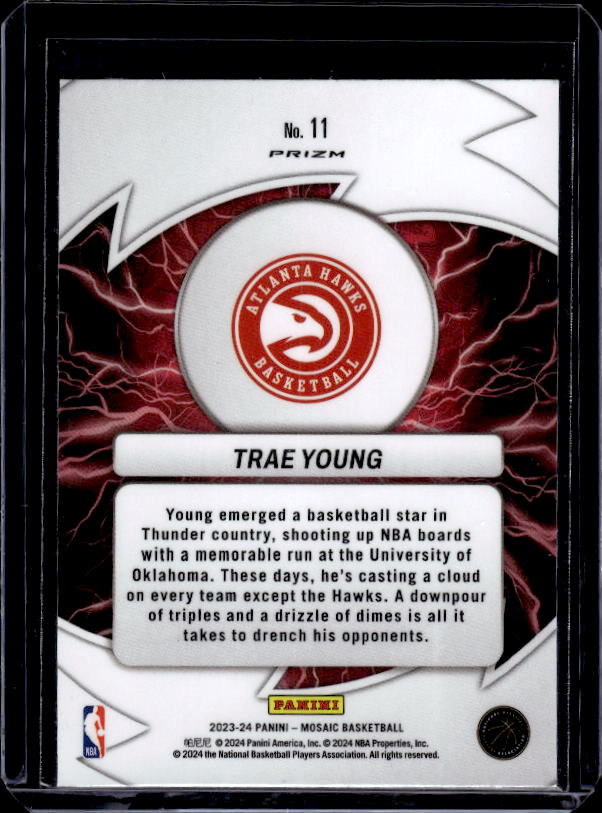 2023-24 Panini Mosaic #11 Trae Young Thunder Road Mosaic