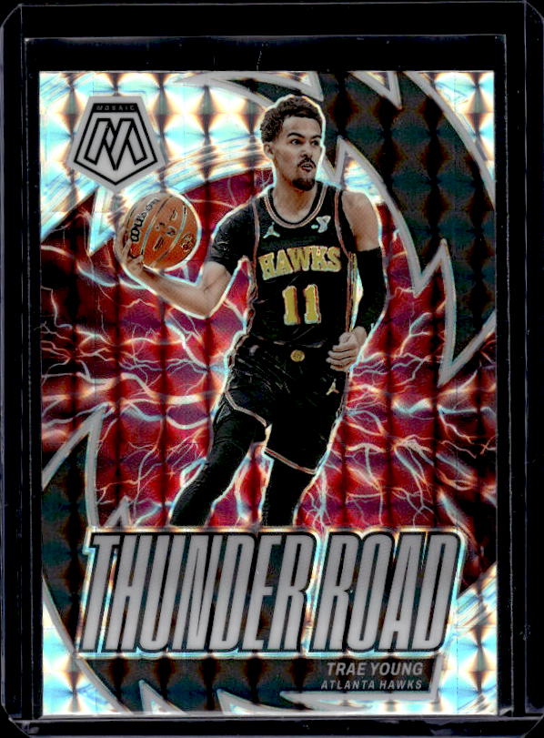2023-24 Panini Mosaic #11 Trae Young Thunder Road Mosaic