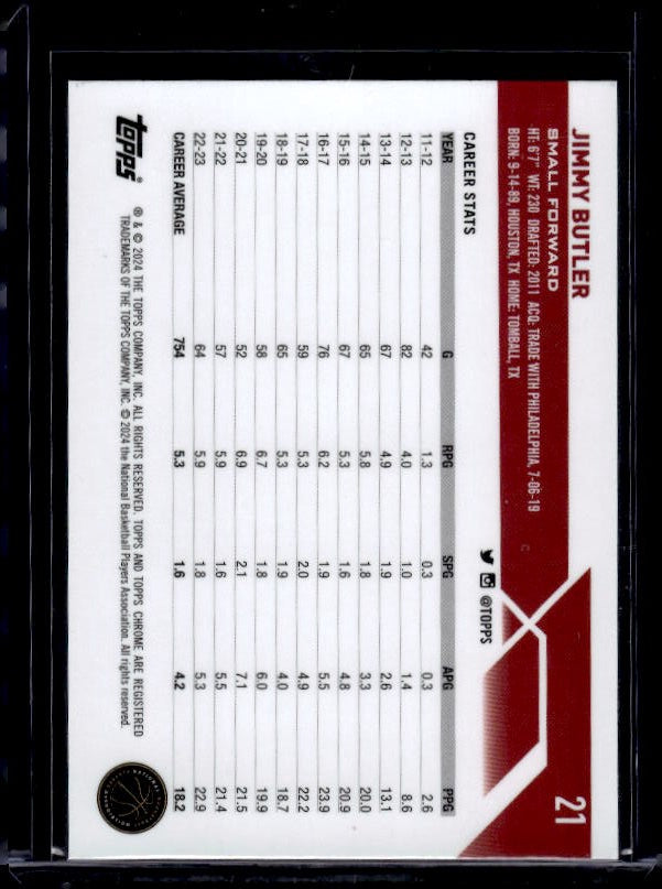 2023-24 Topps Chrome #21 Jimmy Butler Pink Refractors