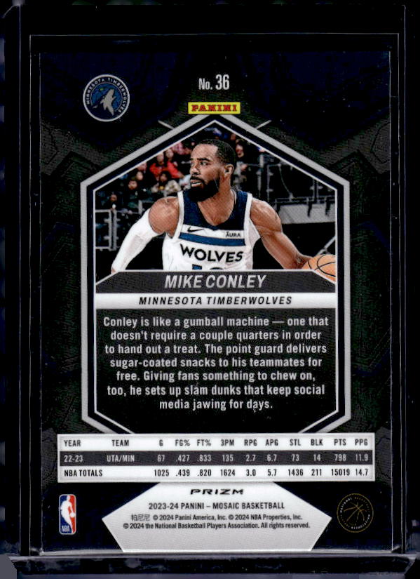 2023-24 Panini Mosaic #36 Mike Conley Green