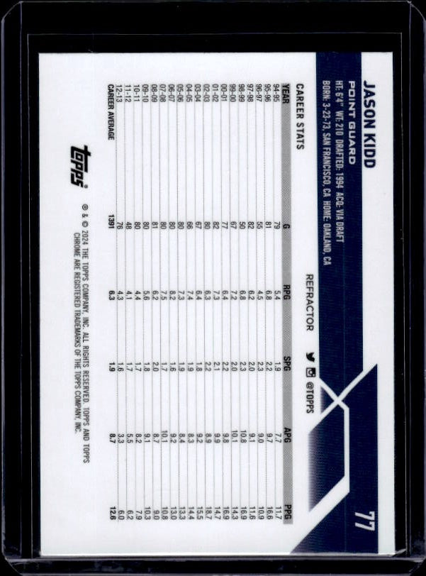 2023-24 Topps Chrome #77 Jason Kidd Refractors
