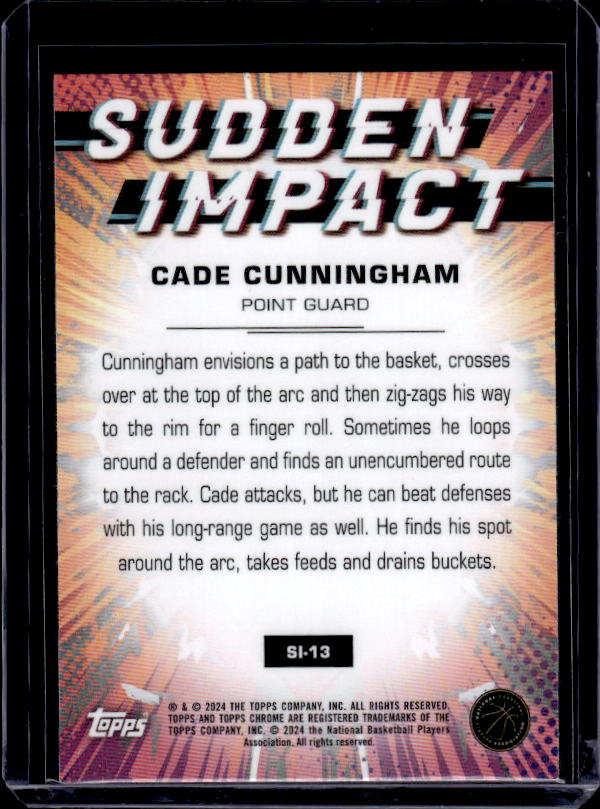 2023-24 Topps Chrome #SI-13 Cade Cunningham Sudden Impact