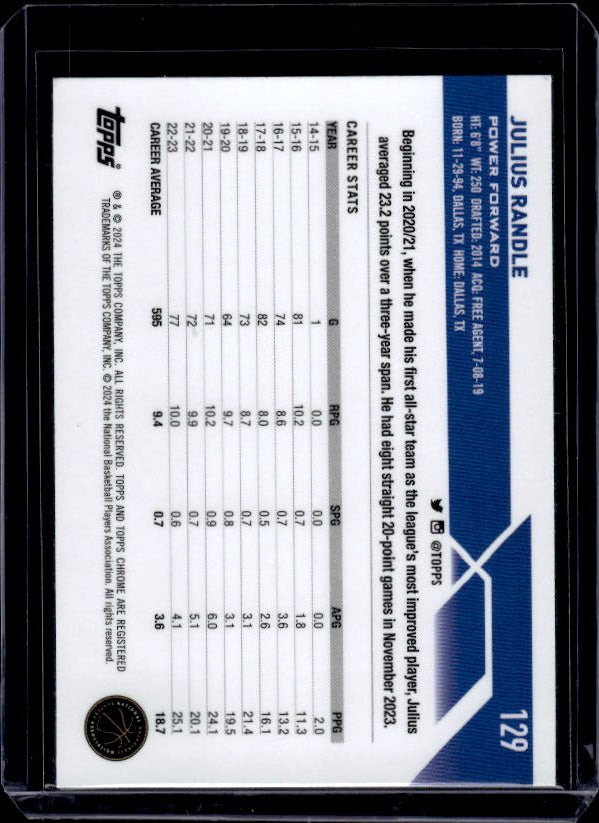 2023-24 Topps Chrome #129 Julius Randle Green Logo Refractors