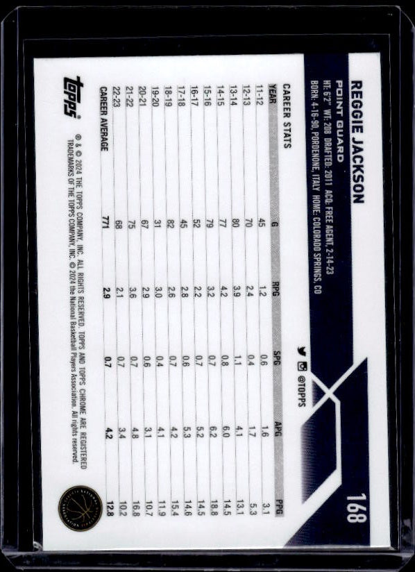 2023-24 Topps Chrome #168 Reggie Jackson Green Logo Refractors