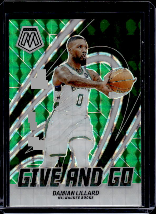 2023-24 Panini Mosaic #2 Damian Lillard Give and Go Mosaic Green