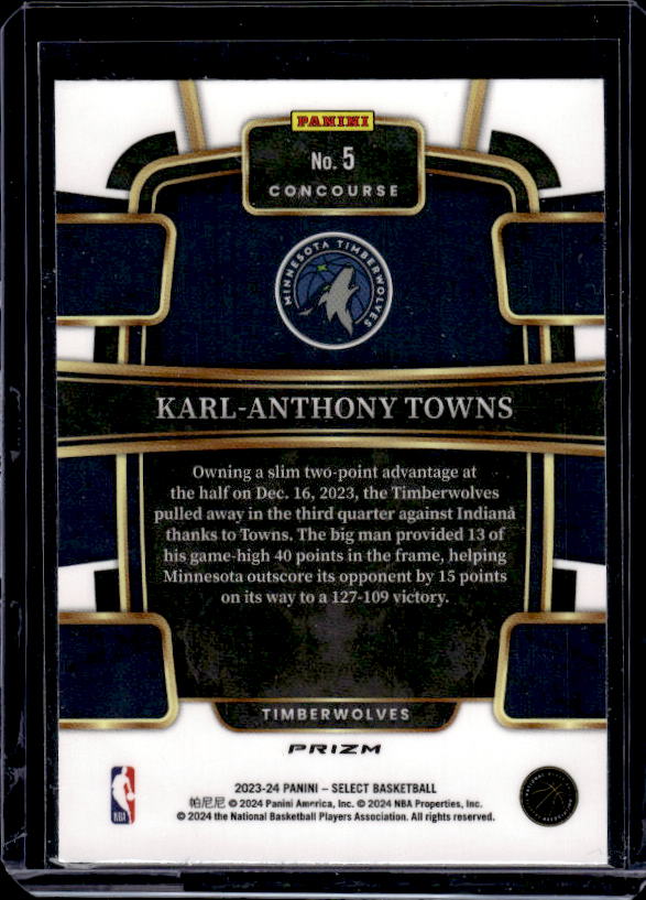 2023-24 Panini Select #5 Karl-Anthony Towns Green Ice Prizms