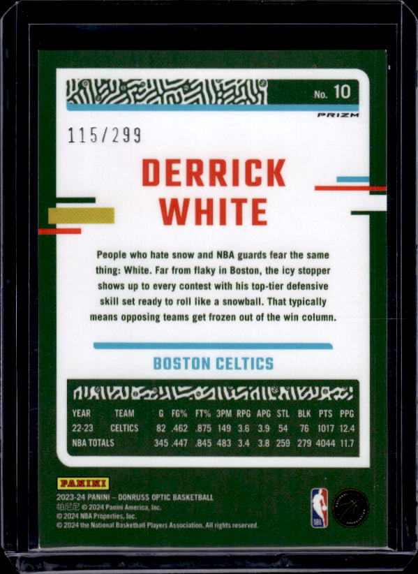 2023-24 Donruss Optic #10 Derrick White Red Velocity #/299