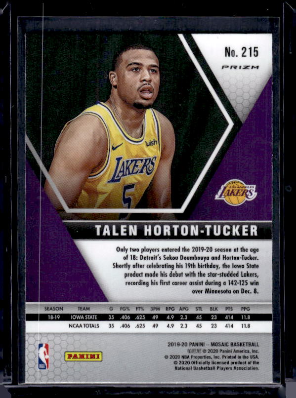 2019-20 Panini Mosaic #215 Talen Horton-Tucker Camo Pink