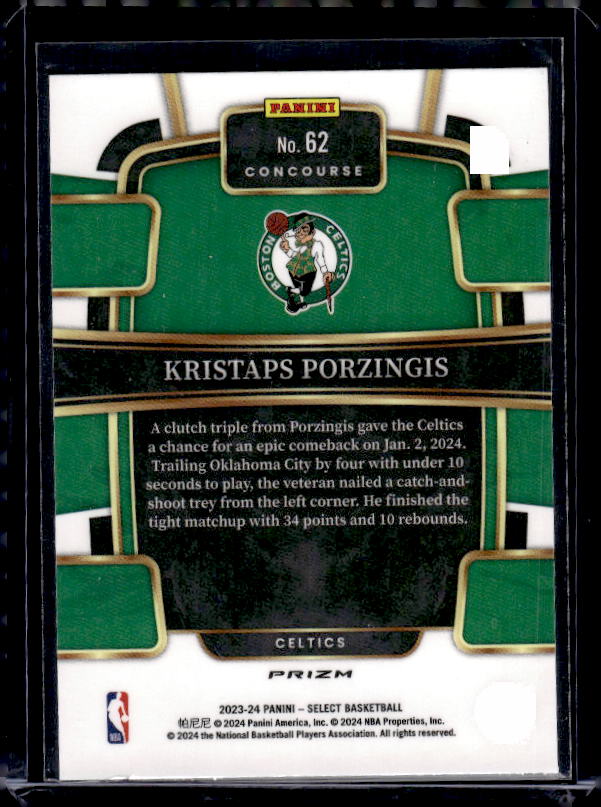 2023-24 Panini Select #62 Kristaps Porzingis Blue Prizms