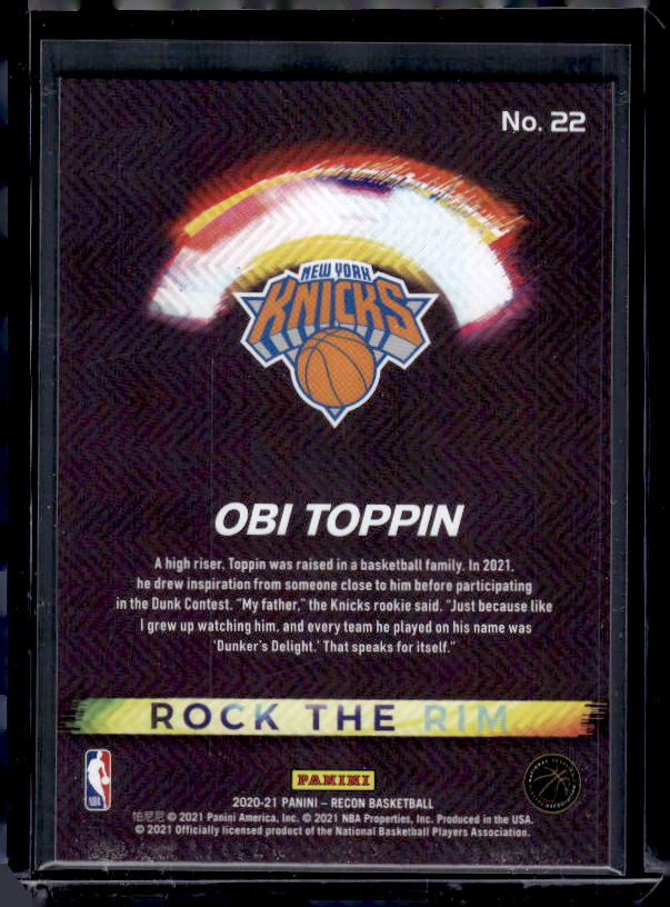 2020-21 Panini Recon #22 Obi Toppin Rock the Rim