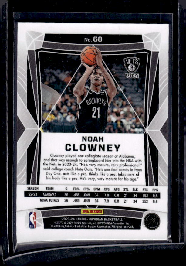 2023-24 Panini Obsidian #68 Noah Clowney Electric Etch International