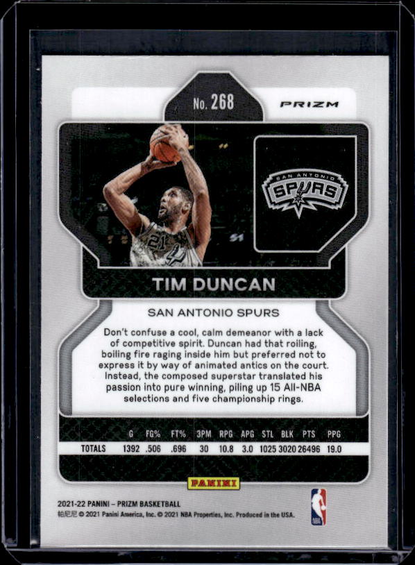 2021-22 Panini Prizm #268 Tim Duncan Silver