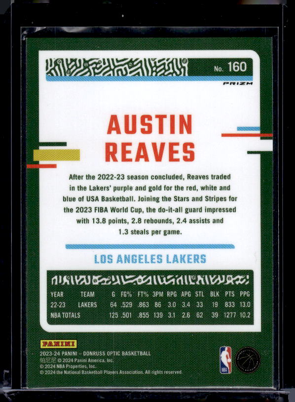 2023-24 Donruss Optic #160 Austin Reaves Holo