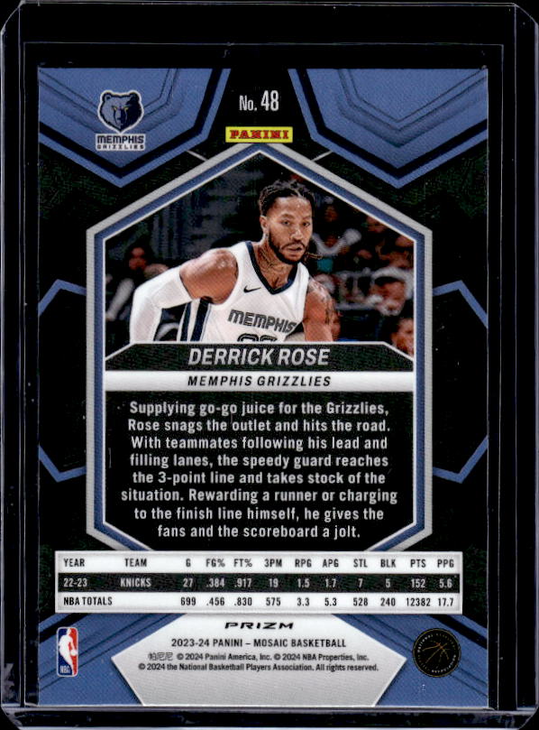 2023-24 Panini Mosaic #48 Derrick Rose Reactive Blue