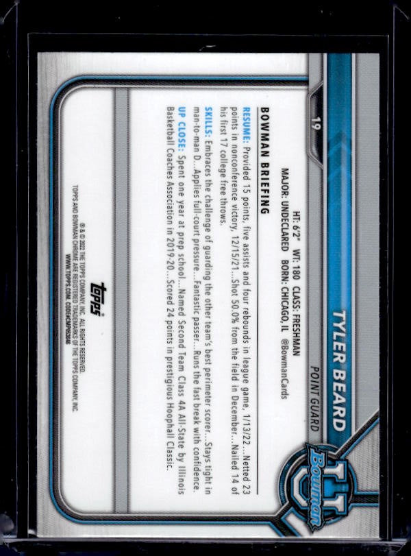 2021-22 Bowman University #19 Tyler Beard Pink