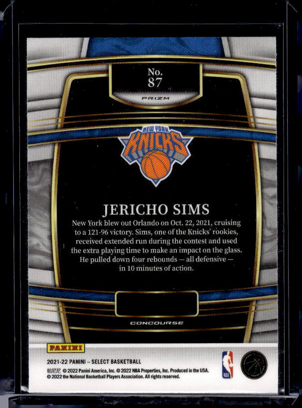 2021-22 Panini Select #87 Jericho Sims Green White Purple Prizms