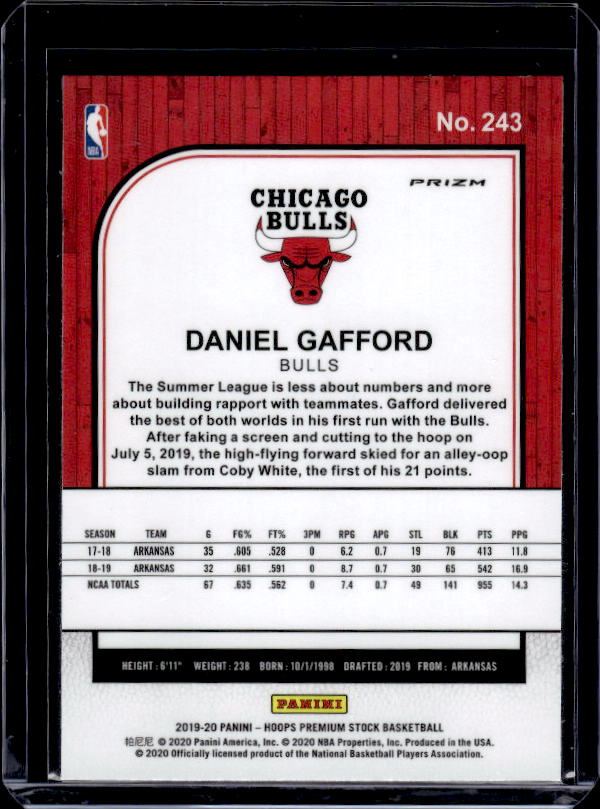 2019-20 Hoops Premium Stock #243 Daniel Gafford Prizms Purple Disco
