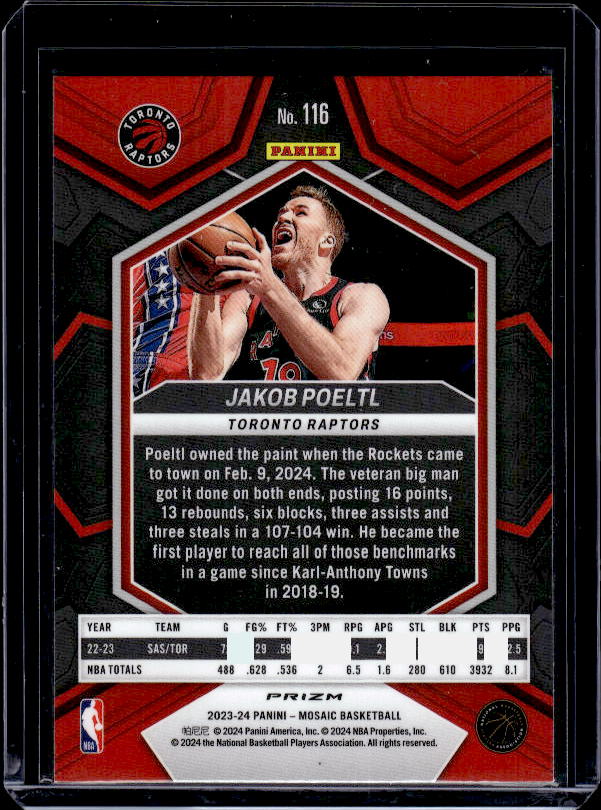 2023-24 Panini Mosaic #116 Jakob Poeltl Mosaic