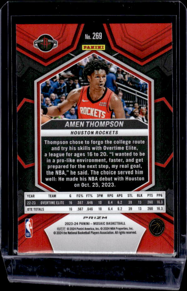 2023-24 Panini Mosaic #269 Amen Thompson Reactive Blue
