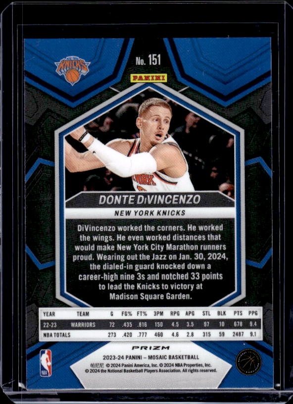 2023-24 Panini Mosaic #151 Donte DiVincenzo Reactive Blue