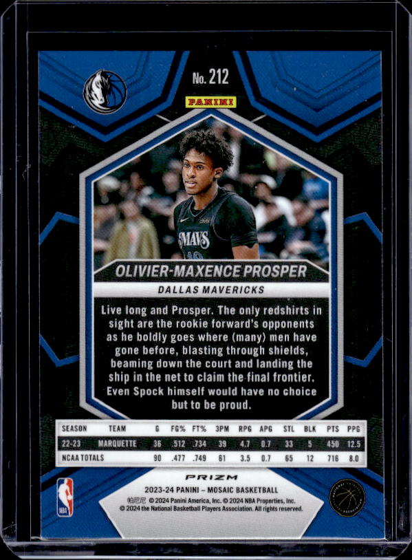 2023-24 Panini Mosaic #212 Olivier-Maxence Prosper Reactive Blue