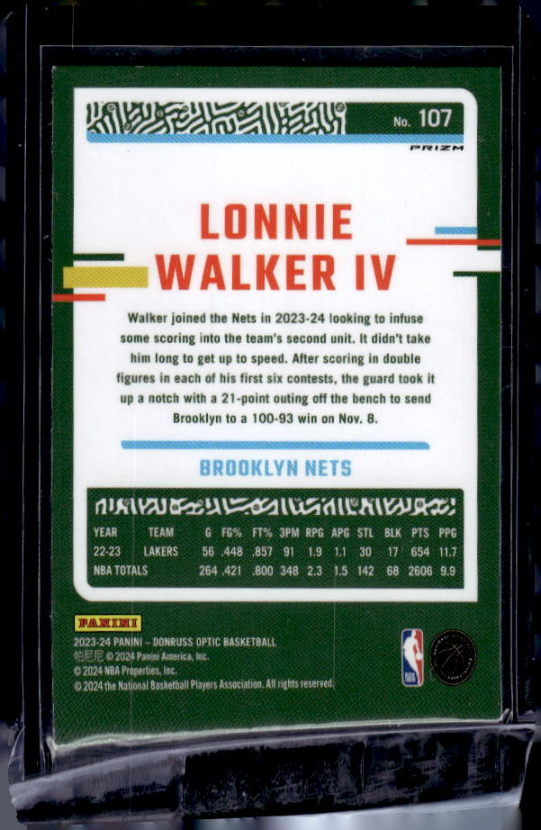 2023-24 Donruss Optic #107 Lonnie Walker IV Holo