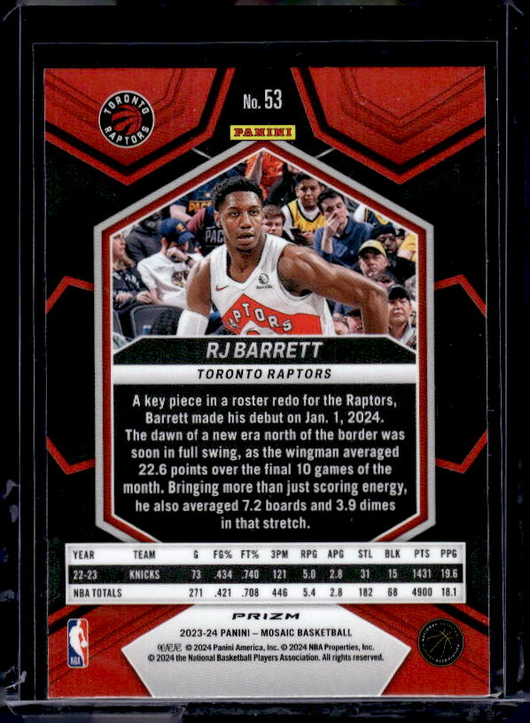 2023-24 Panini Mosaic #53 RJ Barrett Reactive Blue