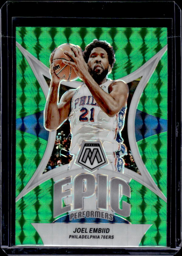 2023-24 Panini Mosaic #18 Joel Embiid Epic Performers Mosaic Green