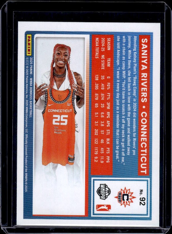 2025 Donruss WNBA #92 Saniya Rivers Holo
