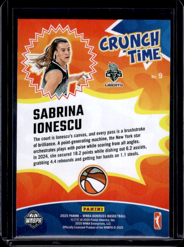 2025 Donruss WNBA #9 Sabrina Ionescu Crunch Time Press Proof