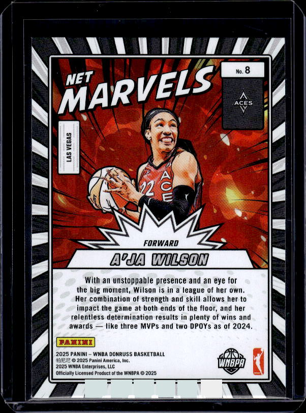 2025 Donruss WNBA #8 A'ja Wilson Net Marvels Press Proof