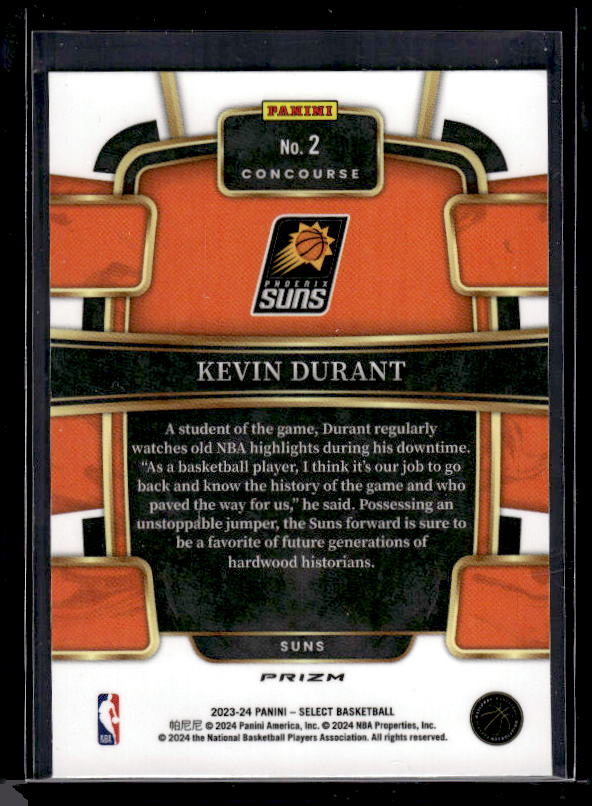 2023-24 Panini Select #2 Kevin Durant Tectonic Prizms