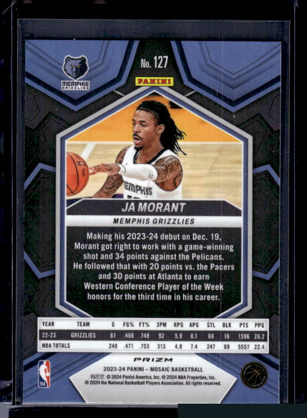 2023-24 Panini Mosaic #127 Ja Morant Green