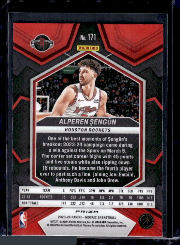 2023-24 Panini Mosaic #171 Alperen Sengun Reactive Blue